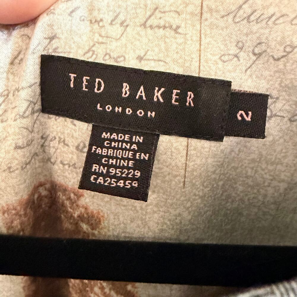 Ted Baker Structured Cap Sleeve V-Neck Dress or Wool Blend Sheath Dress sz 2 - Picture 4 of 10